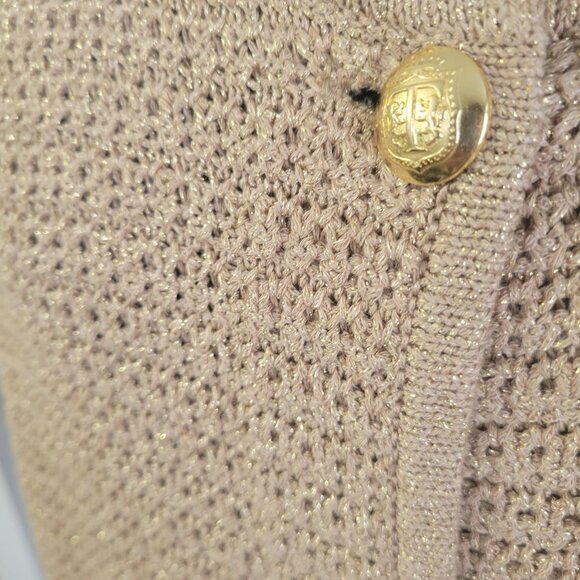 Talbots Gold Crochet Knit Cardigan Sweater W/ Gold Buttons & Pockets 1x - Picture 7 of 11